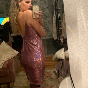 Pink Sequin Scoop Back Dress (great for New Years or holidays!)